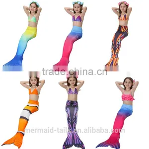 Swimmable Mermaid Tail Costume Swimsuit for Girls Kid Swimming With Bathing Bikini Set thumbnail-1