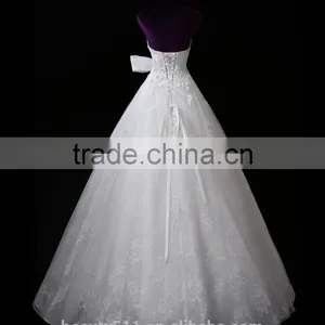 Hot Sale Embroidered A-Line Off-Shoulder Lace Wedding Dress F11701 thumbnail-3