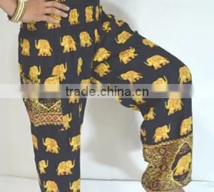 New Harem Pants Bohemian Gypsy Hippies Boho Animal Elephant Peacock Camel Thai Palazzo Pants Rayon Batik Ethnic Trouser Gypsian thumbnail-2
