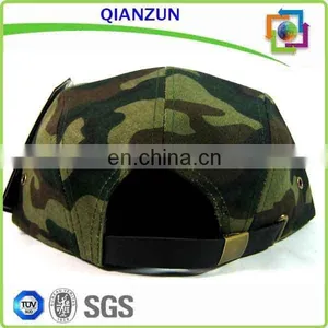 Custom Gold Cotton Hat/ Leather Strap Button 5 Panel Hat Cap thumbnail-1
