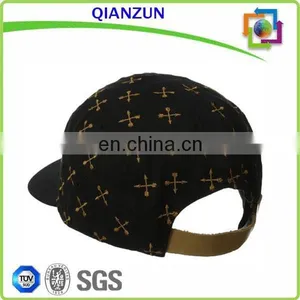 Leather Patch Logo 5 Panel Baseball Cap Custom Back Strap 5panel Cap and Hat thumbnail-2