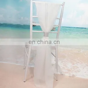 Graceful Chair Covers Wedding Decoration White Organza Chair Sash thumbnail-3