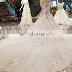 LS00319 Luxury High Quality Flower Patterns Wedding Dresses 2017 Latest Design off Shoulder Bridal Wedding Gown thumbnail-4
