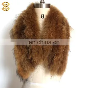 Natural Top Quality Color Real Raccoon Fur Collar for Jackets thumbnail-1