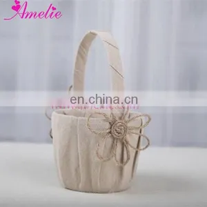 Country Wedding Wedding Collections Burlap Flower Girl Basket for Rose Petals thumbnail-1