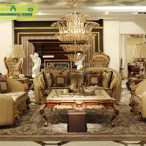 OE-FASHION Solid Oak Wood Furniture Fabric Wooden Frame Countryside Style Sofa Sets thumbnail-4
