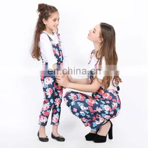 2019 Summer Family Matching Clothing Floral Print Overalls Mother and Child Dress Long Maxi Dress thumbnail-3