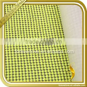Yellow Rhinestone Hotfix Diamante Mesh Trimming Adhesive Crystal Net Mesh FRM-171 thumbnail-1