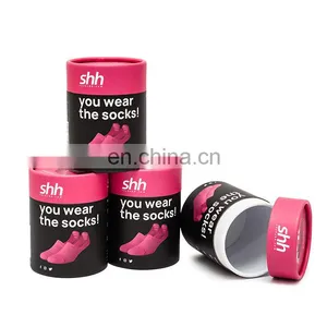 Bio-friendly Paper Tube Packaging for Socks Custom Clothing Packaging Good Quality Cylinder Tube Cardboard thumbnail-1