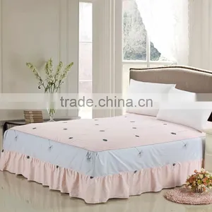 100% Cotton Bed Skirt + Lace Work + Luxury Floral Print+ Reactive Printing Fitted Bed Skirt thumbnail-1