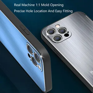Solid Color Simple Luxury Metal Brushed 360 Degree Full Phone Case For IPhone 11 12 13 14 Pro Max thumbnail-5