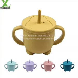 Silicone Baby Straw Cup Customized Print Logo Infant Feeding Products Mug thumbnail-3