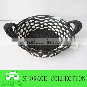 S/2 Round Shape Paper Rope Woven Handle Basket thumbnail-1