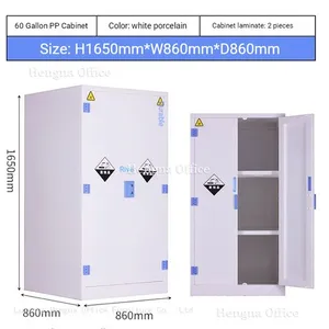 Anti-Corrosion PP Chemical Safety Cabinet for Strong Acid and Base Storage, Polypropylene Lab Cabinet With PP Ventilation Holes and Double Locks thumbnail-2