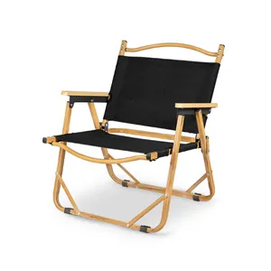 Outdoor Picnic Portable Comfortable Wood Grain Aluminum Foldable Camping Chairs thumbnail-5