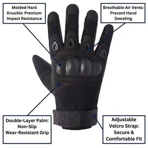 Heavy Duty Wear Resistant Hard Knuckle Touchscreen Full Finger Outdoor Combat Tactical Gloves thumbnail-2