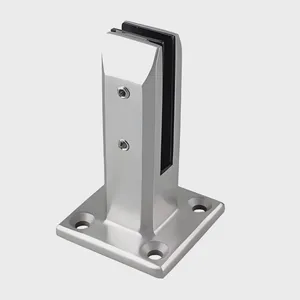 304 Stainless Steel Glass Clamp for Balcony Railing Matte Black Powder Coated Base Plate Bolt Down Heavy Duty thumbnail-4