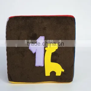 Fun Educational Stuffed Rattle Cube Toys/Plush Baby Rattle Block/Soft Stuffed Colorful Cube Rattle for Baby thumbnail-1