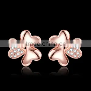 Clover Floswer White Gold Plated Crystal Jewelry Earring thumbnail-4