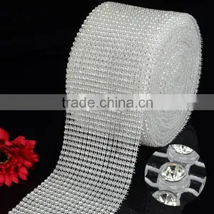 Highest Quality Elastic Rhinestone Rolls18 Rows Elastic Crystal Stone Trimming Mesh With Plastic Ribbon for DIY Decoration thumbnail-3