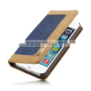 Caseme Jean Series Waterproof Woven Fabrics Case for Iphone SE/5/5S With Inner Card Slot Holder Wallet Flip Case for Iphone se thumbnail-1