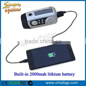 (#1 Hand Crank Radio) 2000mah Solar Hand Crank Usb Mains Dynamo Led Flashlight thumbnail-3