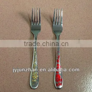 Stainless Dinner Fork With Mirror Polish and Colorful Laser Logo thumbnail-1