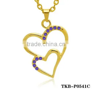 Gold Plated Enclosed Crystal Hollow Heart Shape Pendant Light Modern Necklace thumbnail-4
