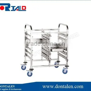 Commercial Stainless Mobile 6 Bay Caterers Bakers Rack Trolley +10 Baking Trays thumbnail-1