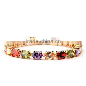 18K Rose Gold Plated AAA Multicolour Cubic Zircon Charm Bracelet Vintage Charm Bracelet thumbnail-1
