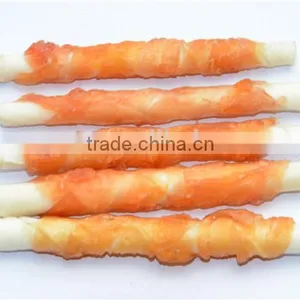 Wholesale Natural Dry Chicken and Bleached Rawhide Stick Wraps Pet Dog Snack thumbnail-1