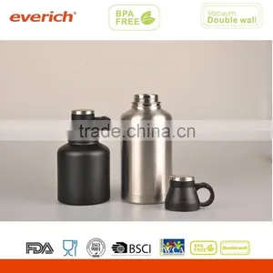 Double Wall Vacuum Insulated Stainless Steel Pocket Liquor Bottle Black thumbnail-1
