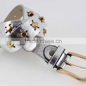 Fashion Metal Studded Women Jeans Belt With Shiny PU Leather for Jeans in Yiwu thumbnail-3