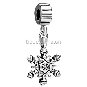 New Year Festival Gift Jewelry Snowflake Charm Bead For Wholesale Silver Jewelry Snowflake Bead thumbnail-1