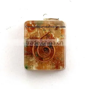 Yellow Orgone Square Shape Pendants thumbnail-1