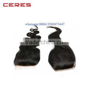 Fast Shipping 100% Full Cuticle Cheap Lace Indian Hair Silk Base Closures thumbnail-5