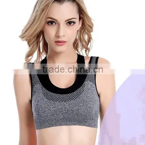 Women Padded Top Athletic Vest Gym Fitness Stretch Cotton Seamless Sports Bra thumbnail-1