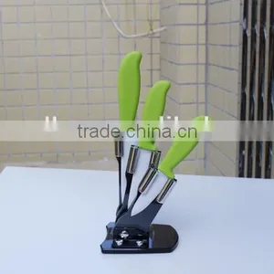 Extremely Sharp 3pcs Ceramic Assorted Kitchen Knife Set With a Peeler in Plastic Acrylic Stand thumbnail-1