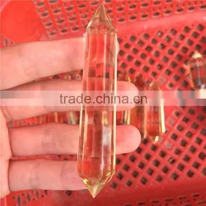 Natural Crystal Citrine Polyhedral Pillars With Small Facets Double Points thumbnail-3