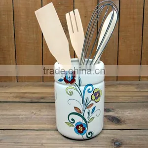 Wholesale Dream Flower Ceramic Untensil Holder With Spoons thumbnail-1