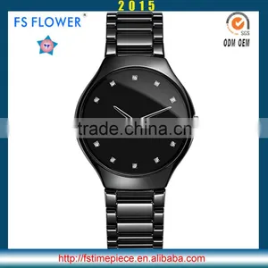 FS FLOWER - Stone Surface Black Ceramic Wrist Watch For Women Gifts thumbnail-1