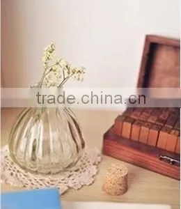 Clear Art Deco Tapered-Top Squat Glass Vase/ Glass Candle Holder/ Candy Jars With Cork Caps thumbnail-2