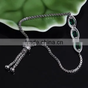 Ladies Top Selling Bracelet Design With Blue Glass and Rhodium Plating Bracelet Fashion thumbnail-2