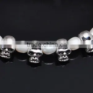 Hip-Hop Style Freshwater Pearl Jewelry Handmade Skull Bracelet thumbnail-2