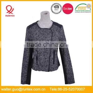 Runtex Ladies Casual Tweed Jacket With PU Patch RLJ076 thumbnail-1