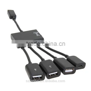 High Quality Usb Hub 4 Ports 185mm Micro USB Power Charging OTG Hub Cable thumbnail-1