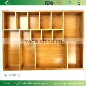 BH012 Rmovable Bamboo Adjustable Cutlery Drawer Organizer thumbnail-1