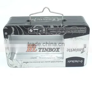 Rectangular Tin Box With Clear PVC Window With Handle thumbnail-1