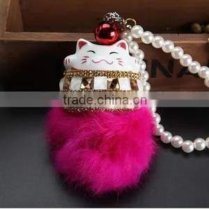 Fortune Cat Fur Bag Charm thumbnail-1