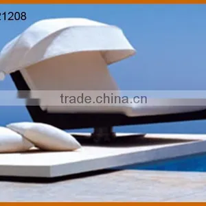 Poolside Swivel Wicker Daybed Canopy Covered thumbnail-1